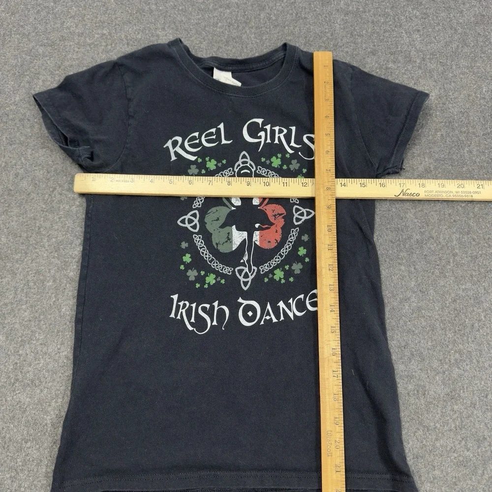 Reel Girls Irish Dance T Shirt Youth Fitted Black Graphic Tee - Picture 2 of 5